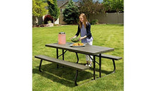 Lifetime 60112 6-Foot Picnic Table, Seats 8, Brown Plastic Top, All-Weather Steel Frame, Umbrella Hole