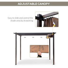 10 ft x 10 ft Aluminum Retractable Pergola with Shade Canopy for Patio, Backyard, Garden, Outdoor Living Spaces - Brown