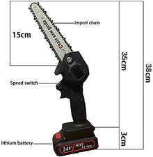 JKSVTF Electric Chainsaw, Mini Chainsaw, 6 Inch Cordless Saw The Battery-Operated Mini Wood Cutter with 2 Rechargeable Battery for Garden and Outdoor (Red 1 Battery)