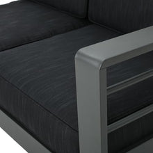 roomfitters Modern Outdoor Patio Sofa Set, Aluminum Frame with Cushions & Coffee Table, Weather-Resistant Seating, Dark Gray