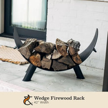 Ash & Ember 42" Wedge Firewood Rack, Wood Rack for Outdoor Indoor Fireplace & Fire Pit, Raised Design with Drainage Hole and Integrated Handles, Log Lumber Storage Stand Stacker