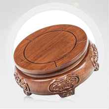 HGIYA Bonsai base Retro Crafts Wooden Display Stand Teapot Table Round Planter,with Relief Sulpture Rosewood Racks Pot