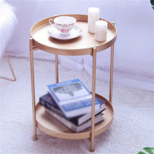 NRFJFOP Side Table Wrought Iron Double-Layer Small Coffee Round Living Room Mini Sofa