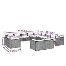 HEFZGDB 13 Piece Patio Lounge Set with Cushions Brown Poly Rattan Outdoor Patio Furniture Set Patio Furniture Set Patio Table and Chairs Set Suitable for Garden, Living Room, Poolside.
