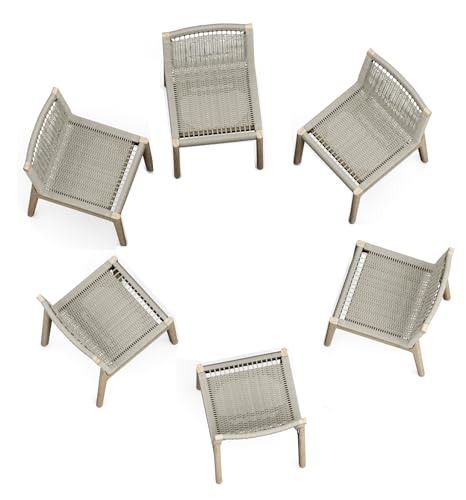 TeakFurnitureOutlet Qty 6 - Grade-A Teak Wood Luxurious Solo/Single SEMA Weathered Teak Armless Chairs #96SeAL