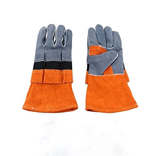 KMHJFXX Outdoor Camping Flame-Retardant Insulated Cowhide Barbecue Protective Gloves BBQ Tool Gloves Accessories(E)