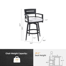 Modern Outdoor 2-Piece Swivel Bar Chairs – Aluminum Frame with Ember Black, 360° Swivel, Ergonomic Backrest & Armrests, Tapered Legs, Cushion, Weather-Resistant & Durable Patio Bar Stool