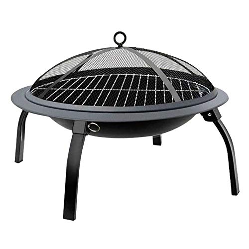 NEWCES Barbecue Desk Charcoal Grill 22 Inch Black Folding Burning Fire Pit Outdoor Heater Backyard Patio Stove Fireplace BBQ Grill Tabletop Barbecue