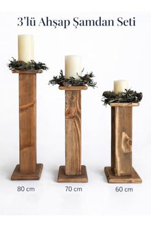 SODEF Set of 3 Large Wooden Candle Holders/Vases/Planter Stands 23.6x27.6x31.5 inches Beige Wood refined Decorative Pedestal for Home Office - Walnut