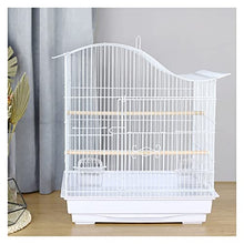 QTBH Flight Cage Medium-Sized Bird Cage Parrot Cage Home Metal Peony Tiger Skin Pearl Bird with Handle and Feeding Box, Suitable for Parakeets, Canaries, Love Birds Bird Cage (Color : White)