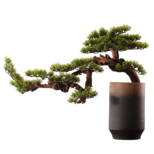 CLoxks Artificial Bonsai 24Inch Artificial Bonsai Welcoming Pine Tree, Simulation Potted Plant Decorative Bonsai with Ceramic Pots, Office, Shop Decorative Gifts for Home Office