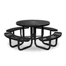 Coated Outdoor Furniture 46In Round Picnic Table, Expanded, Black