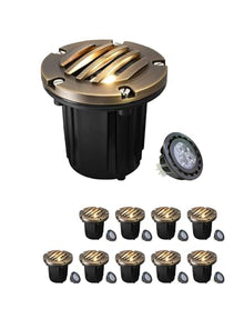 MALORY Low Voltage Landscape Well Lights, (φ126 mm) Brass Top Cover
