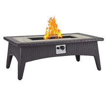 Modern Outdoor Patio Lounge Sofa, Chair and Coffee Table Fire Pit Set, Fabric Rattan Wicker, Beige