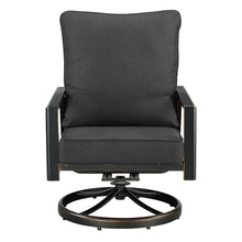 Oakland Living Pair of Black Aluminum Patio Deep Seating Swivel Rocker Club Chairs with Black Cushions