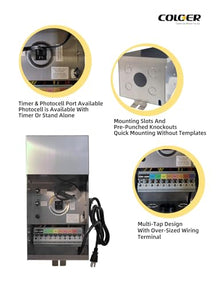 COLOER 600W Low Voltage Landscape Transformer with Timer & Photocell