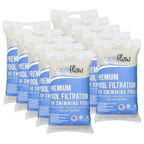 OptiFlow 10-Pack Pool Filter Sand, Premium Filtration with Pure Silica Formula, 50 Lbs - Swimming Pool System Accessories and Supplies for Cleaning and Maintenance