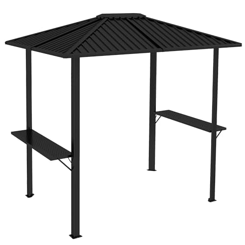 Outsunny 6' x 8' Hardtop Grill Gazebo with Aluminum Frame and Metal Roof Black