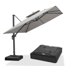 9' x 12' Rectangular Double Top Cantilever Umbrella With Base,Pebble Grey