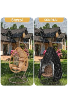 Garden Swing Cover, Rattan Hammock Chair Protector, water-resistant 420D Polyester Fabric, Fits Most Egg Chairs, Black, 74.8 x 45.3 inches - 230-200-Siyah
