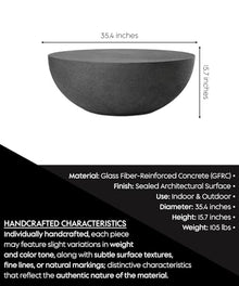 eldimer no.102 GFRC Concrete Coffee Table 35.4” - Handcrafted Round Modern Architectural Table, Weather Resistant, Indoor & Outdoor, 105 lbs Solid Cement Construction for Patio or Living Room