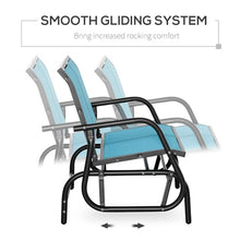 leoglint 2-Person Outdoor Chair Outdoor Glider Bench, Patio Double Swing Rocking Chair Loveseat w/Powder Coated Steel Frame for Backyard Garden Porch, Blue