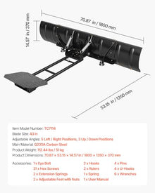 VEVOR Snow Plow Kit 43 in/72 in Width Adjustable Universal Plow Attachment