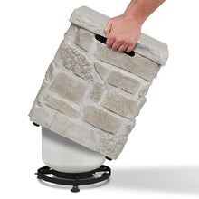 Real Flame Scottsdale Propane Tank Cover for Outdoor Gas Fire Pits, Storage Hideaway Side Table for 20 Pound Propane Tank, Natural Stacked Stone-Like Finish in Beige