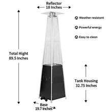 48000BTU Outdoor Patio Heater Pyramid Propane Heaters for Patio with Wheels Gas Heater with Cover for Indoor Use and Outdoor Use Black Silver
