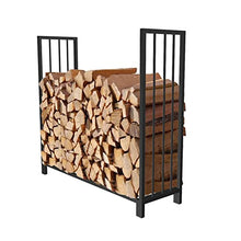 Firewood Rack 8Ft Firewood Rack Outdoor Heavy Duty Log Rack,Home Fireplace Steel Wood Pile Rack Metal Firewood Storage Rack Holder,For Patio Fire Log Stacker Stand Lumber (Black L126*W35*H116CM)