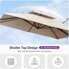 OROTLECT 156'' x 120'' Double Top Wood Pattern Rectangle Umbrella With Steel Plate Base,Beige