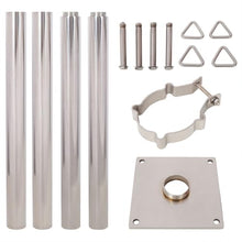 AMZXPLORE 12 FT Shade Sail Pole, 304 Stainless Steel Sun Shade Support Post with Base Plate and Adjustable Triangular Ring Clamp, Heavy Duty Outdoor Canopy Pole Kit for Patio Garden Backyard