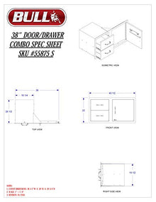 Bull Outdoor Products 55875 38" Door/Drawer Combo – 304 16 Gauge Stainless Steel, Soft Close Drawers, Double Walled Door, Access for Propane Tanks, Rust Resistant Outdoor Kitchen Storage