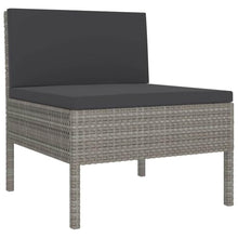 HGPOTUY 9 Piece Patio Lounge Set with Cushions Poly Rattan Gray