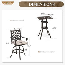 Sophia & William 3-Piece Cast Aluminium Bar Height Patio Set