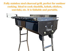 MangalGrills Portable Charcoal Stainless Steel Grill with Electric Motor Skewers Kit for Kebab Shashlik BBQ
