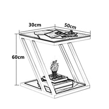NRFJFOP Living Room Sofa Side Table Cabinet Corner Z-Shaped Small Coffee Tempered Glass Square