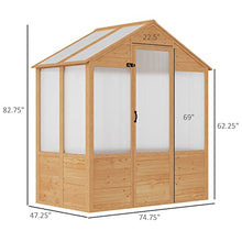 Outsunny 6' x 4' x 7' Polycarbonate Greenhouse Walk-in Kit with Lockable Door Natural Wood