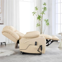 KTYUERGHK Beige Dual Motor Lay Flat Recliner with Cup Holders & 2 Remotes