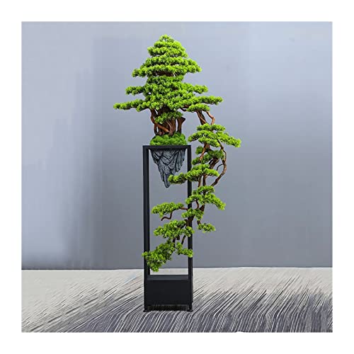 YXIANG56Q Fake Plants Large Artificial Bonsai Welcoming Pine Tree, Simulation Potted Plant Decorative Bonsai with Flower Stand, Floor Fake Tree Pot Ornaments Bonsai Tree(B)