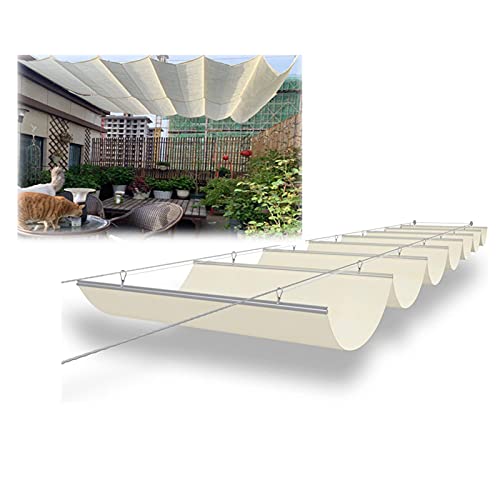 Retractable Pergola Shade Net HDPE Outdoor Patio Anti-UV Sun Protection Cover Folding Wave Shape Screen 90% Shadow Rate 180 Gsm 54 Sizes Customizable ( Color : Creamy-white Size : 1.8X30M ) (Creamy