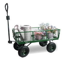 Outdoor Utility Wagon Heavy Duty Mesh Garden Dump Cart with Removable Sides, for Patio Lawn Garden Farm Ranch