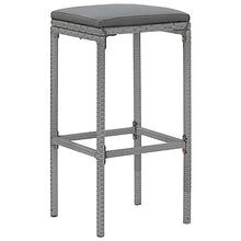 WXGTBKPR 7 Piece Patio Bar Set with Cushions, Outdoor PE Rattan Bar Table and 6 Stools, Weather-Resistant Garden Pub Set with Tempered Glass Top, Grey