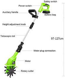 UWYTGF Garden Tiller,Cordless Rotavator, Garden Tiller Rotavators with 4000Mah Rechargeable Battery and Charger, Electric Hand Tiller Hoe Soil Miller Tools