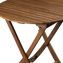 HomeRoots 30" Brown Rounded Solid Wood Folding Outdoor Side Table