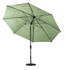 California Umbrella 11' Round Market Umbrella with Crank Lift and Collar Tilt, Black Pole, Black