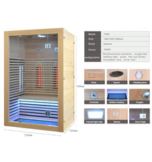 Kang Share Infrared Sauna Room 2 to 3 Person 1832W Low EMF + Carbon Plate Heater Indoor Dry Sauna, Home Spa Sauna, Wooden Canadian Hemlock KS-CG02