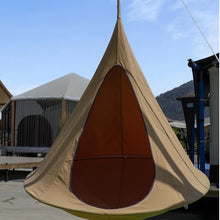 Double Birnest Hanging Chair – Cozy Indoor/Outdoor Hammock with Olefin Canvas, 660 lb Capacity, Includes Two Circle Aluminum Pole & Carabiner. Swing Sofa. (Brown)