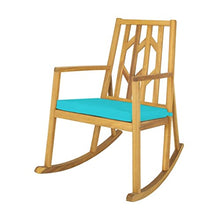 TEOYETTSF Rocking Chair Acacia Arm Cushion Sofa Garden Deck Turquoise