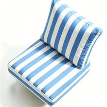 Cafusedd Lawn and Garden Patio Cushions Striped 21×21, Fixed Straps Fade-Resistant Patio Cushion, Outdoor Chair Cushions for Kitchen, Bar Indoor and Outdoor(Light Blue,21x21''/6-Set)
